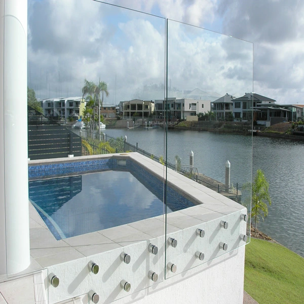 Commercial Building Balcony Single Panel Stainless Steel Railing Glass Balustrade