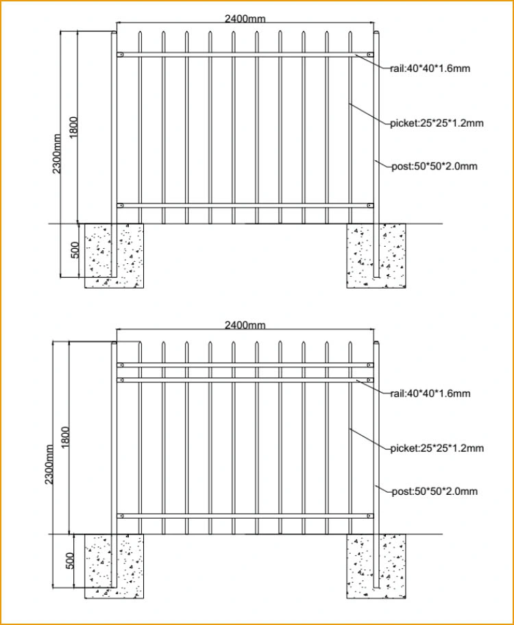 Residential Used Tubular Metal Steel Safety Wrought Iron Fence