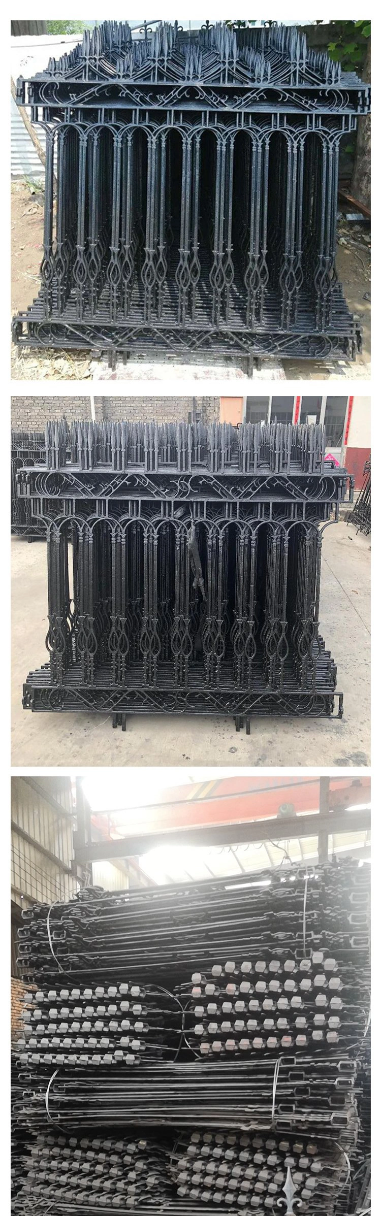 Multicolor Residential and Commercial Ornamental Wrought Iron Metal Garden Fencing Iron Gates