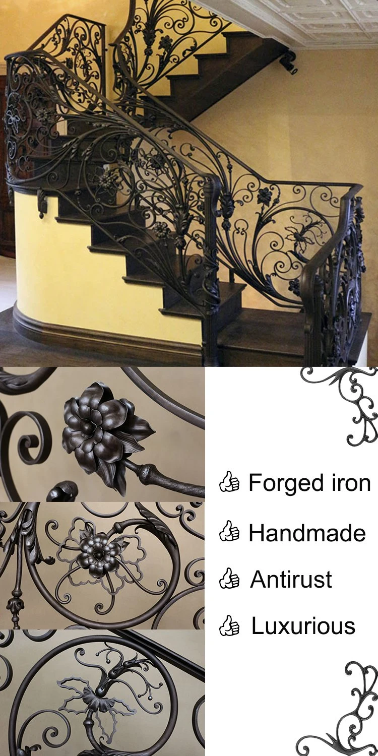 Wrought Iron Indoor Stairs Balustrade Customized Balustrade