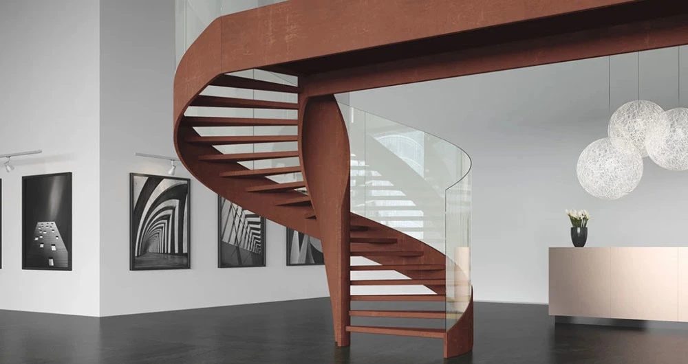 Metal Straight Stairs with Handrail Exterior Metal Staircase