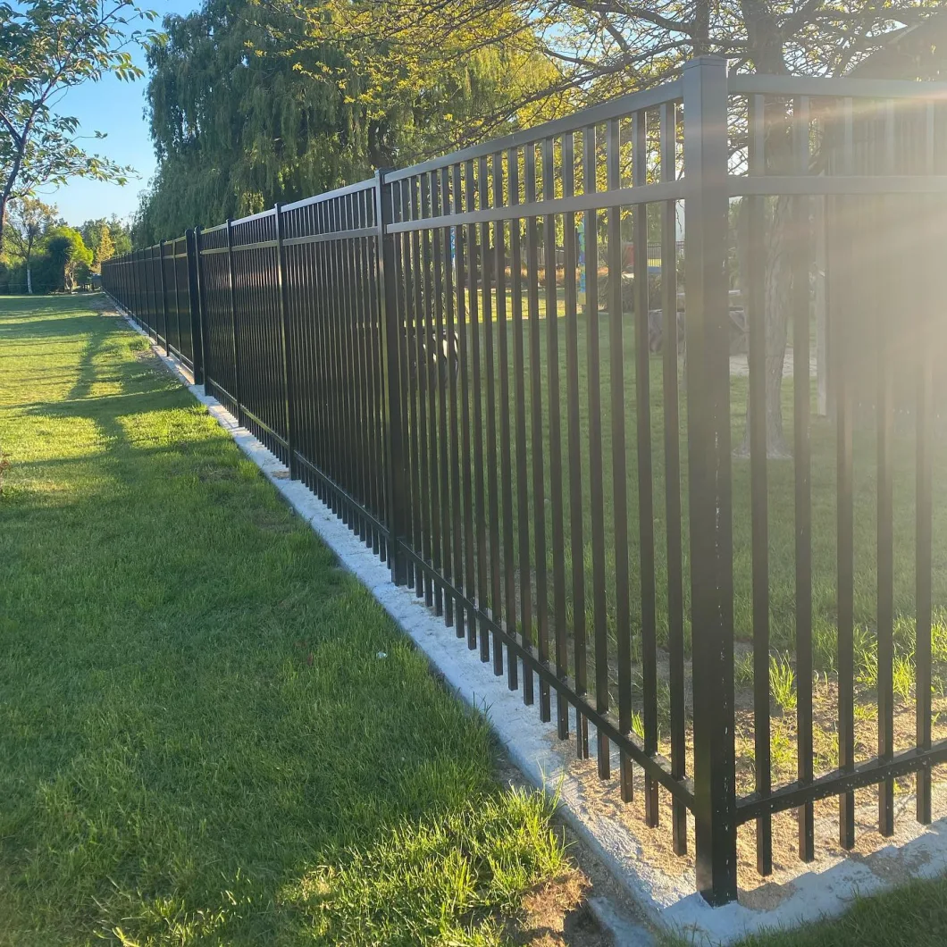 Garden Home Security Steel Metal Powder Coated Outdoor Spear Metal Tubular Black Galvanized Panels Powder Coat Fencing Fence