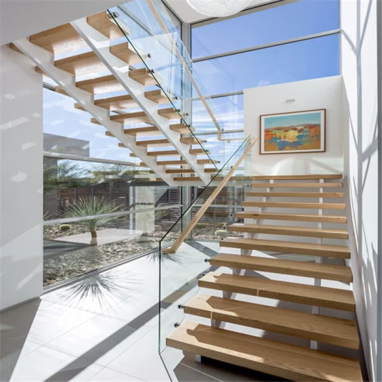 Escalier droit moderne avec plancher de bois franc garde-corps en métal escaliers en marbre pour les maisons